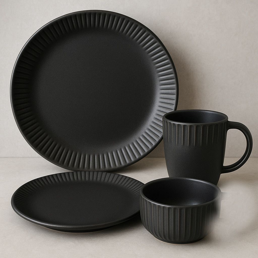 Set Platos Lineas Negras