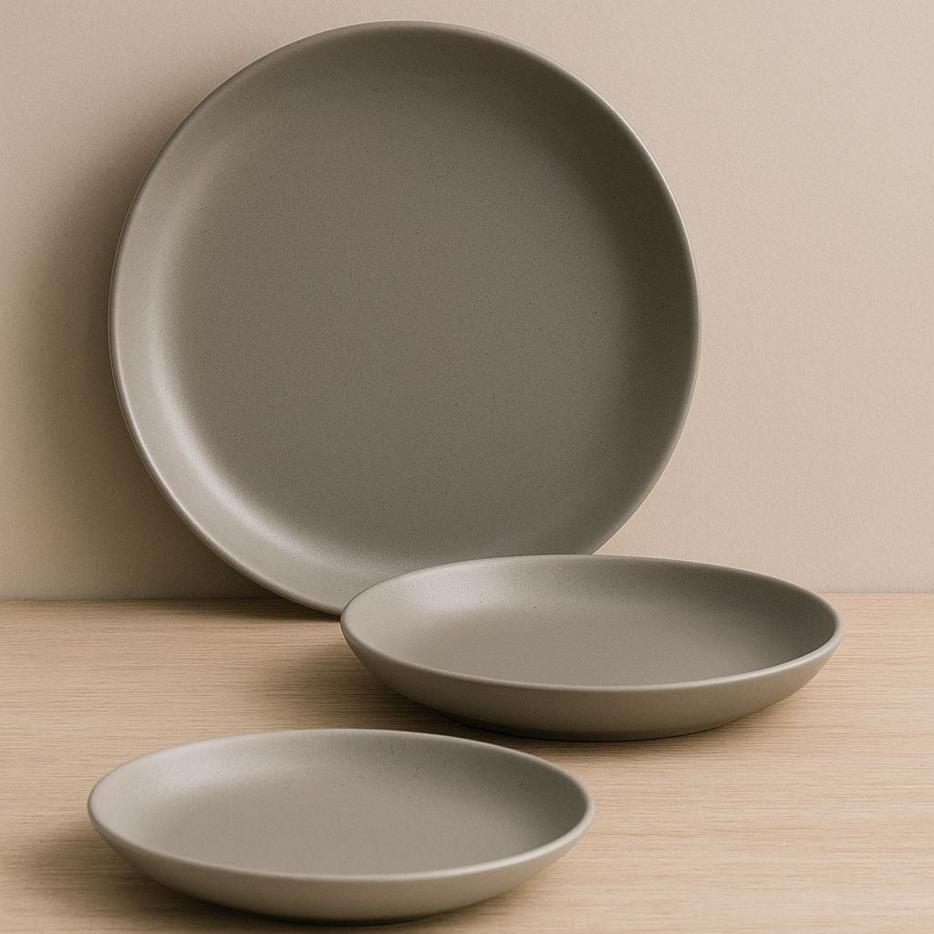 Set Platos Gris 18 piezas